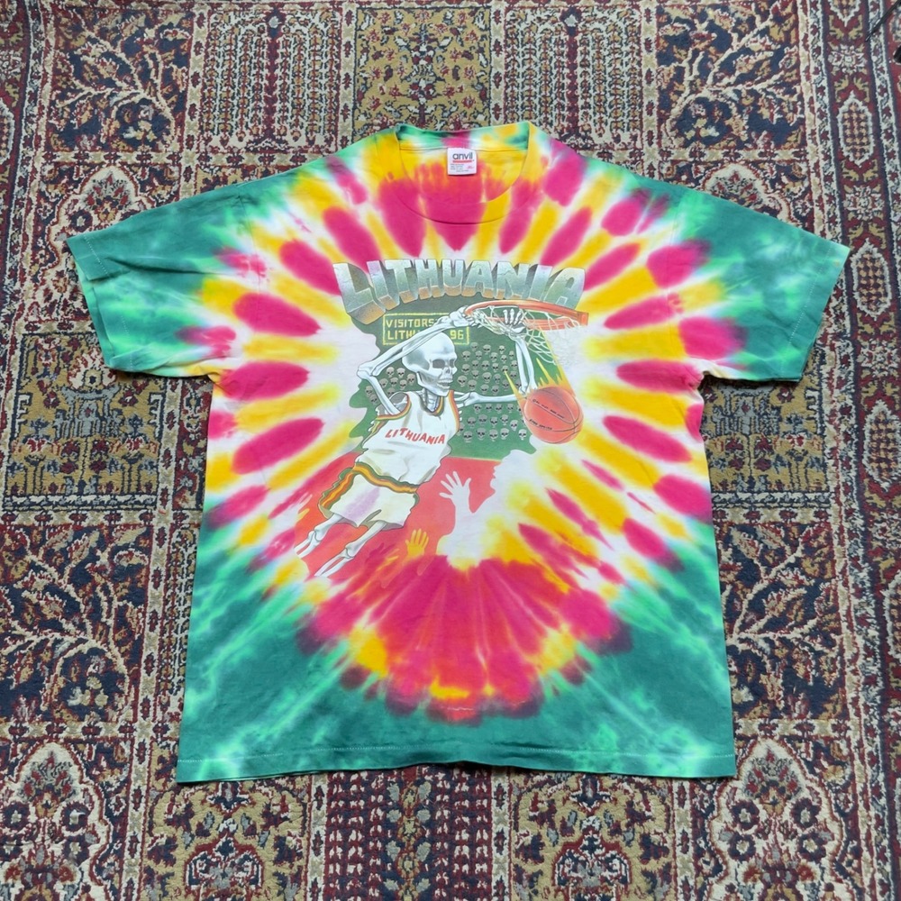 VTG Rare 1992 Anvil Lithuania Grateful Dead Basketball TShirt Greg Speirs XL USA